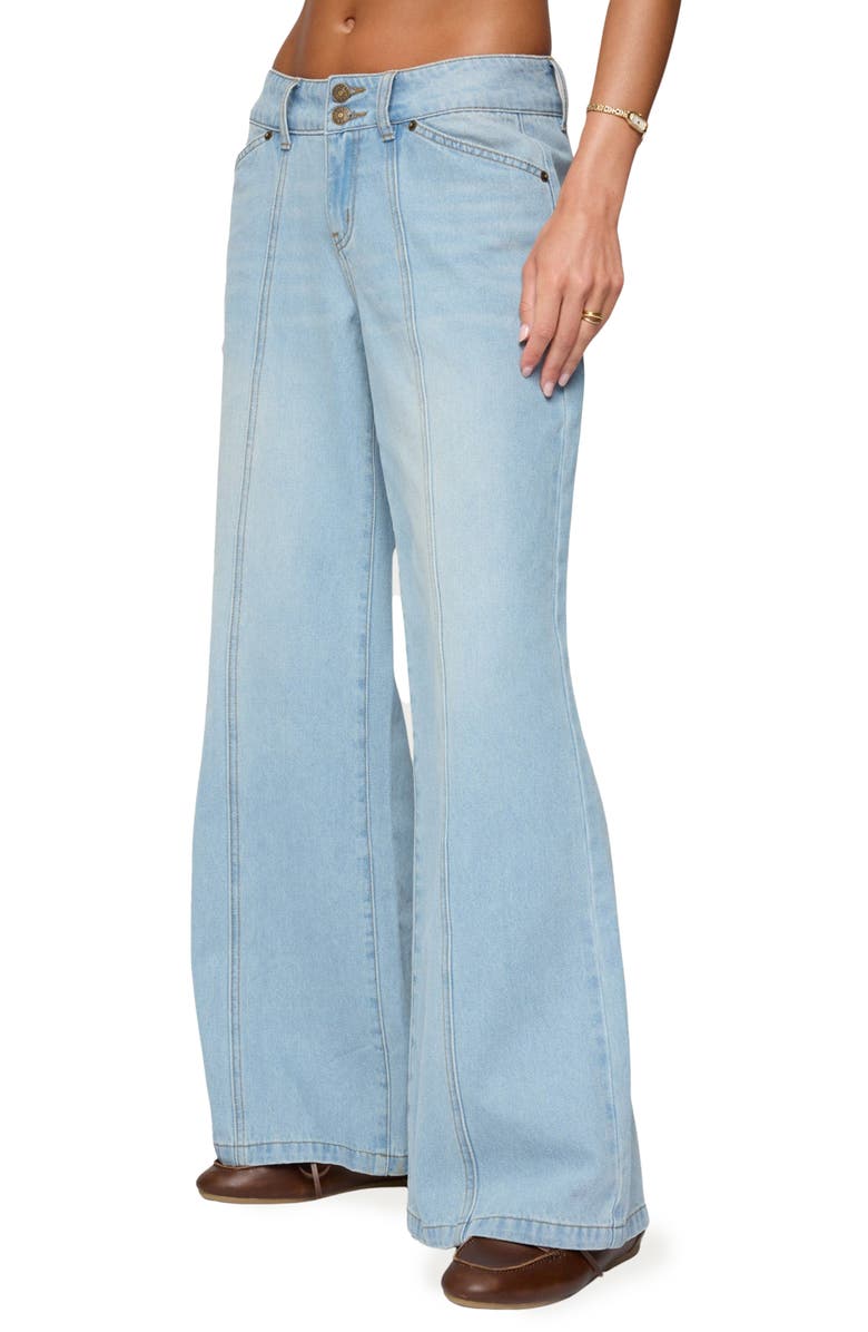 EDIKTED Charlie Seamed Low Rise Wide Leg Jeans, Alternate, color, Light-Blue