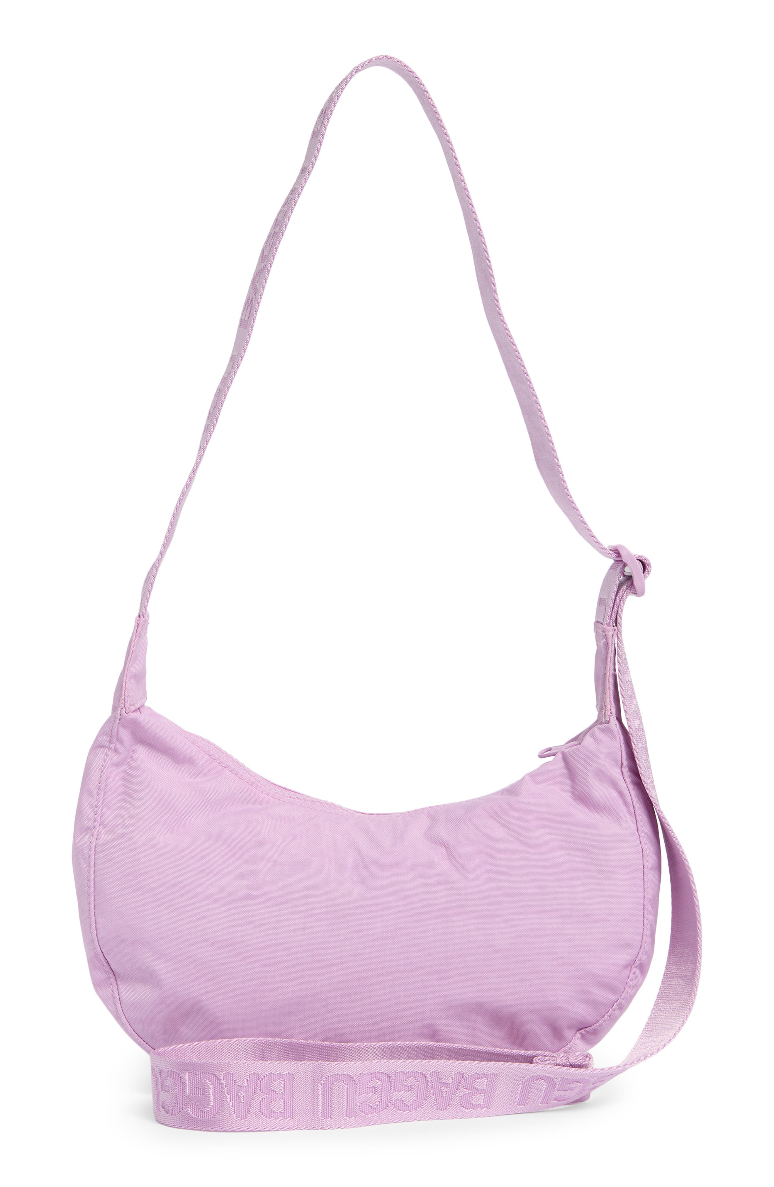 Baggu Small Recycled Nylon Crescent Bag, Alternate, color, Peony