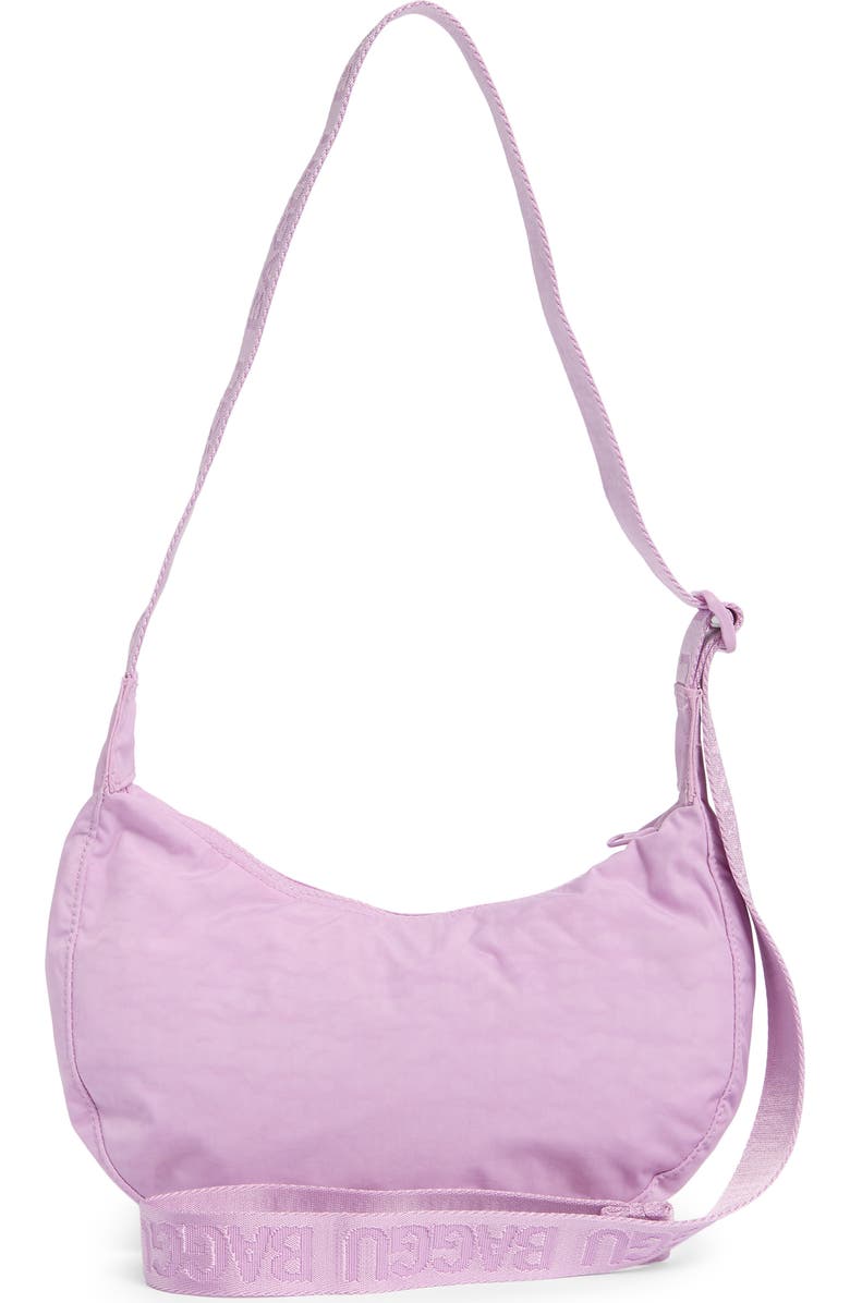 Baggu Small Recycled Nylon Crescent Bag, Alternate, color, Peony