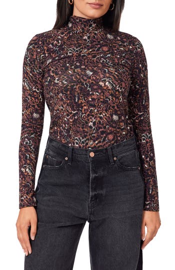 Scotch & Soda Long Sleeve Mock Neck Top In Multi