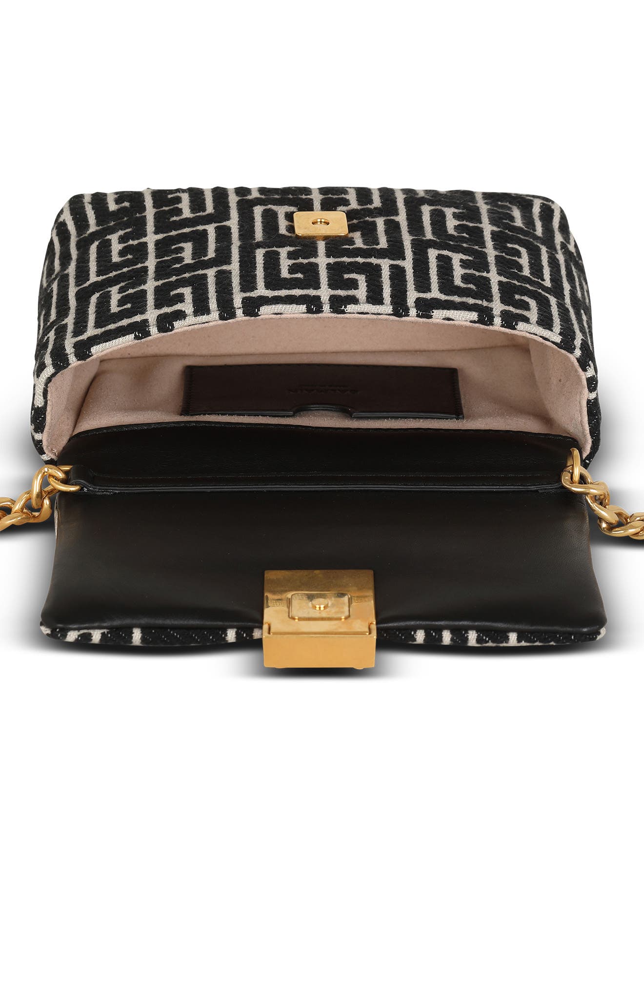 Balmain Mini 1945 Soft Monogram Jacquard Crossbody Bag, Alternate, color, 