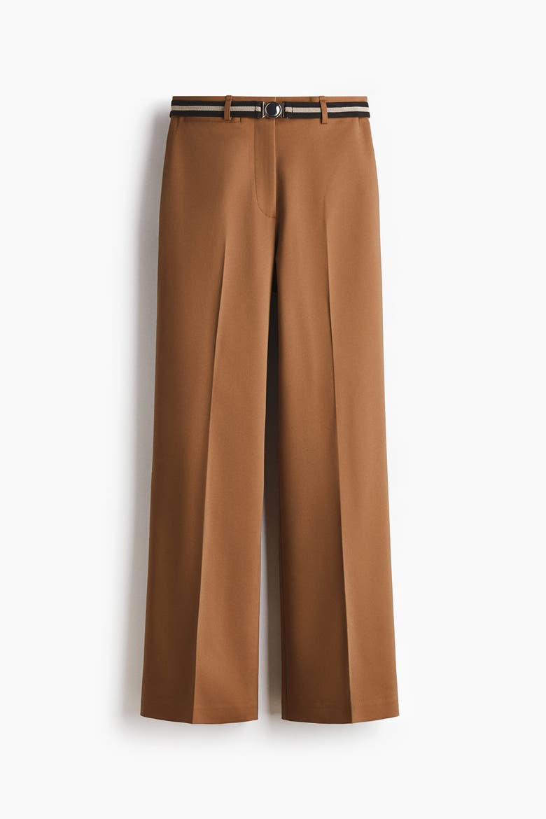 Belted Bootcut Pants, Alternate, color, Brown