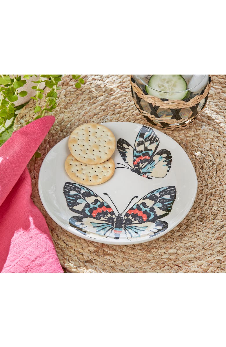 tag Double Butterfly Appetizer Plates Multicolor Ceramic Set, Alternate, color, Multicolored