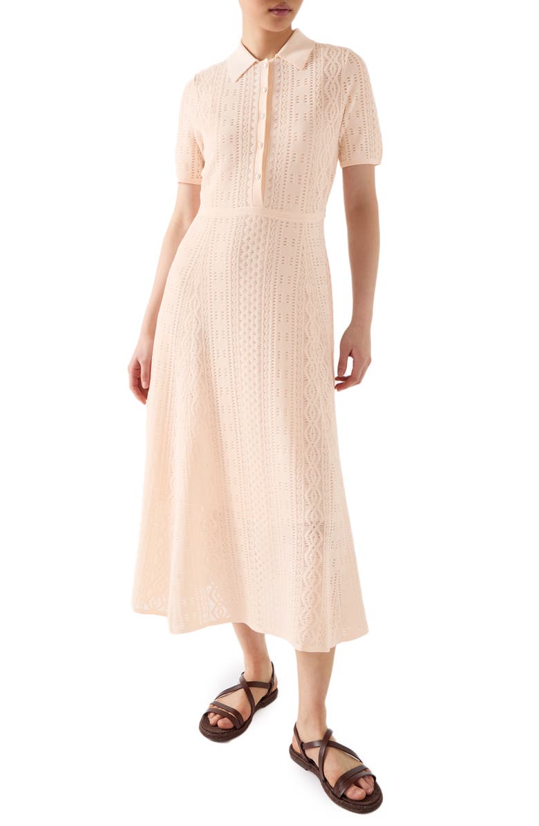 LK Bennett Dean Lace Knit Shirtdress, Main, color, Pink
