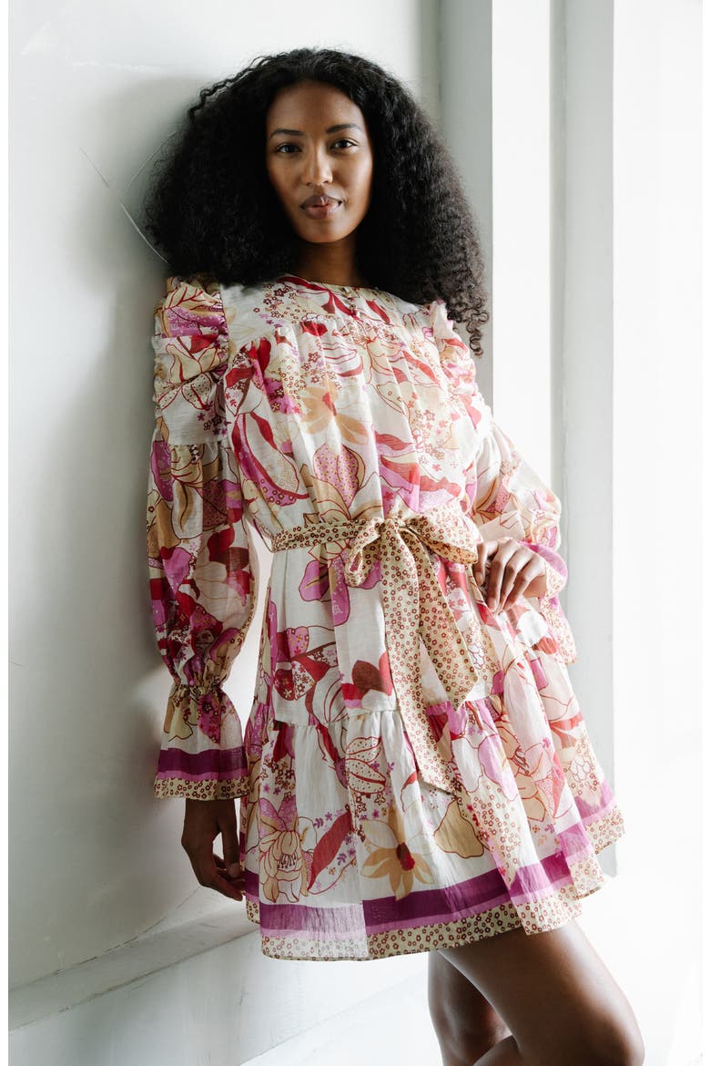 Adele Mixed Print Long Sleeve Dress, Alternate, color, PINK MULTI