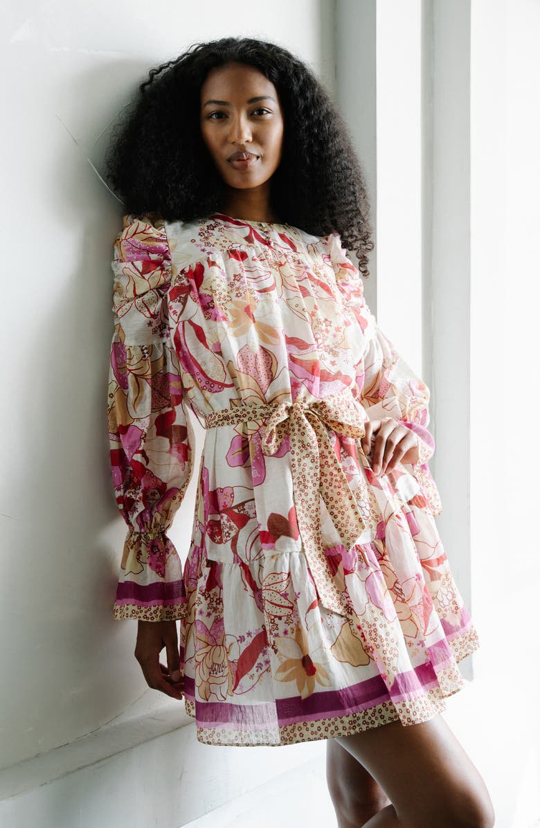 CIEBON Adele Mixed Print Long Sleeve Dress, Alternate, color, Pink Multi