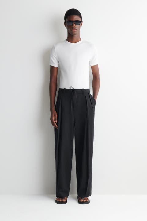 Cotton Relaxed Wide-leg Drawstring Pants