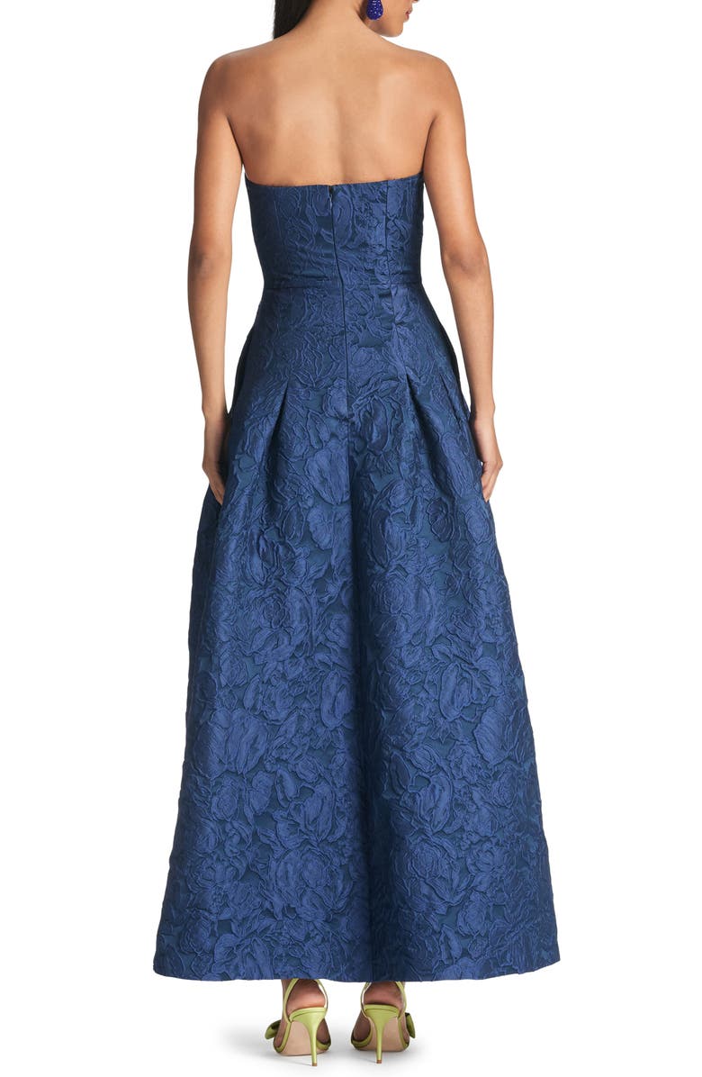 Sachin & Babi Embroidered Floral Jacquard Strapless Gown, Alternate, color, 