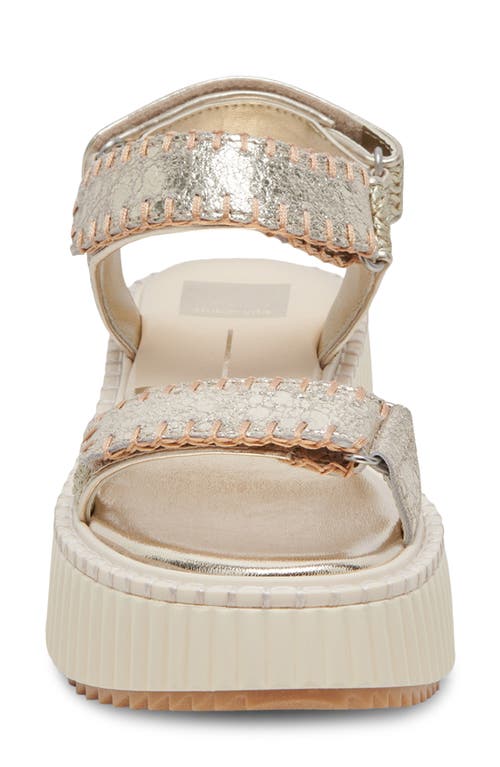 Dolce Vita Debra Platform Sandal In Platinum Distressed Leather