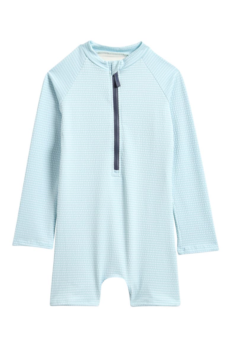 Kids' Long Sleeve One-Piece Rashguard Swimsuit, Main, color, SEERSUCKER LAKE