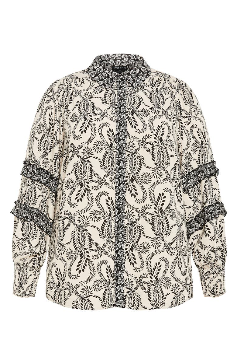 City Chic Lylah Mixed Print Long Sleeve Button-Up Shirt, Alternate, color, Print