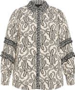 City Chic Lylah Mixed Print Long Sleeve Button-Up Shirt