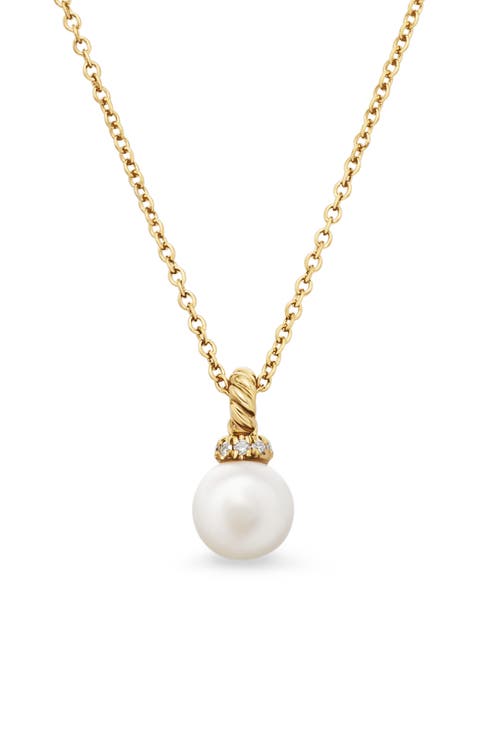 Solari Pendant Necklace with Pearl & Diamonds in 18K Gold