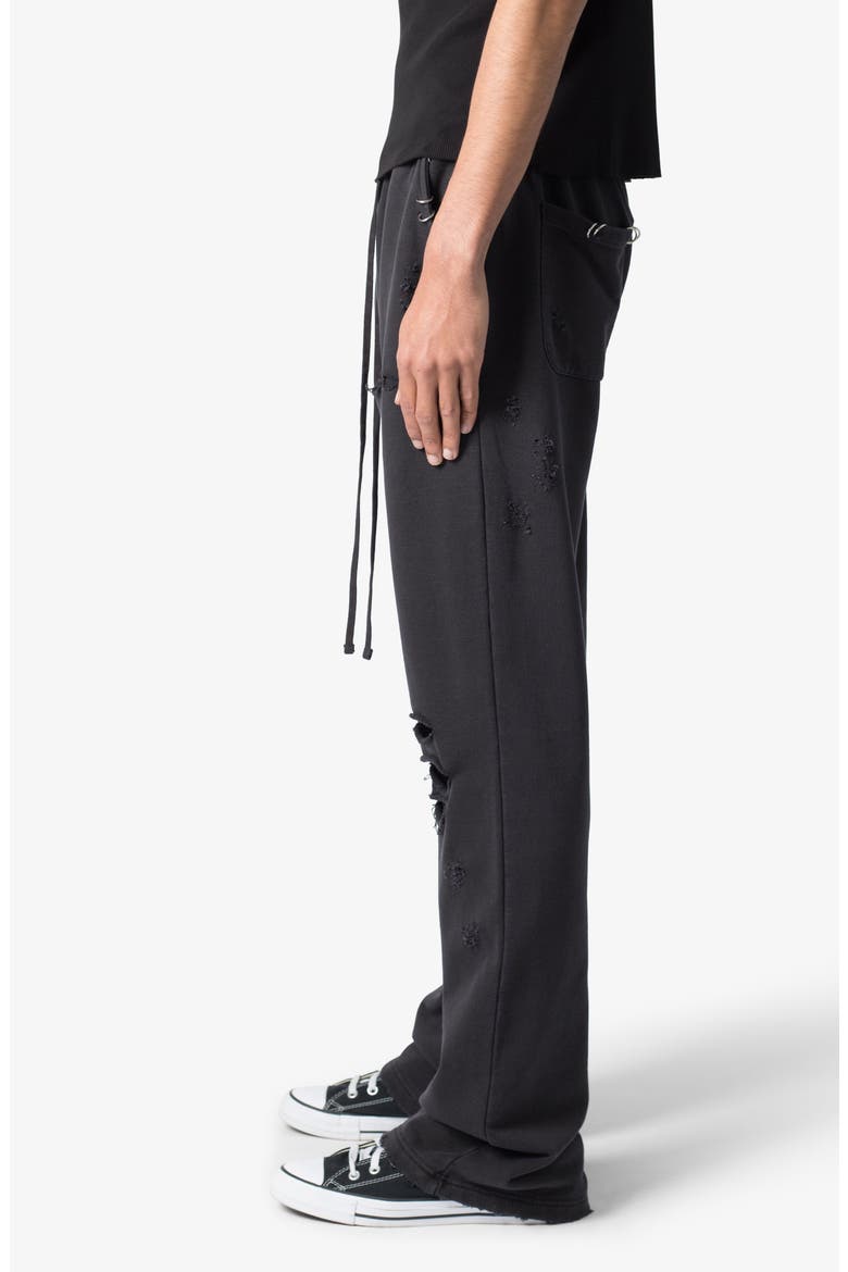 Metal Ring Flare Sweatpants, Alternate, color, BLACK