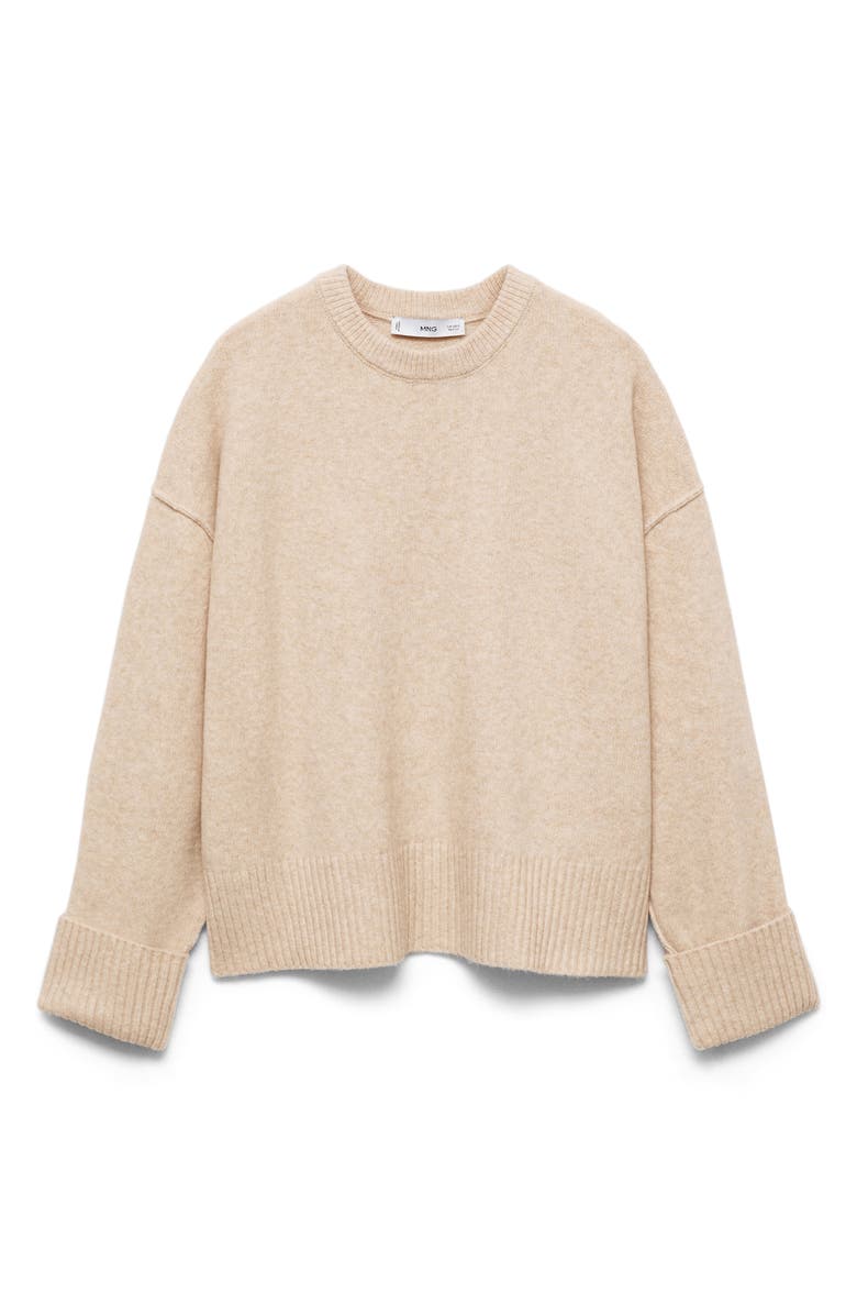 MANGO Cuffed Sleeve Crewneck Sweater, Alternate, color,