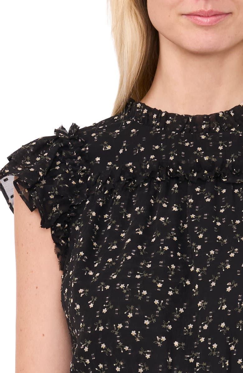 CeCe Floral Ruffle Smocked Midi Dress, Alternate, color, 