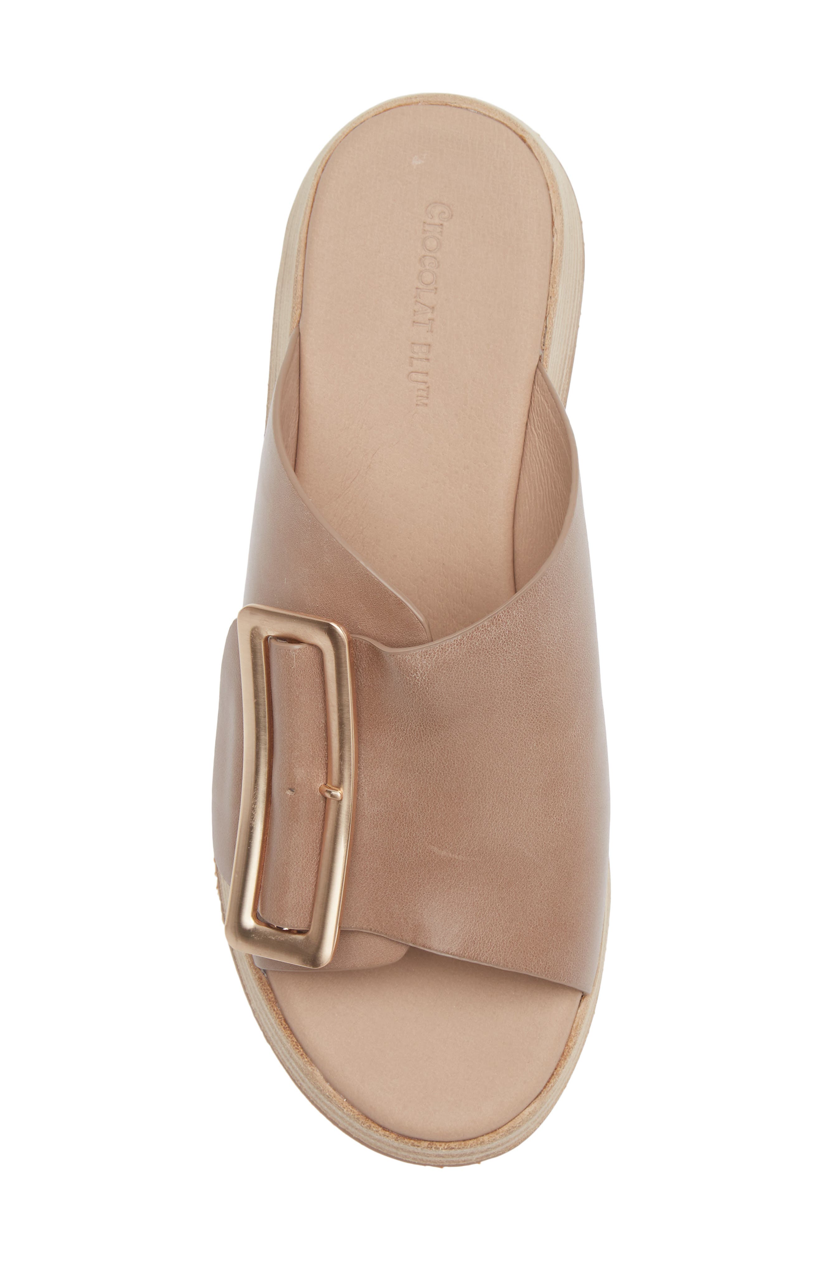 Ela Platform Wedge Slide Sandal, Alternate, color, KHAKI LEATHER