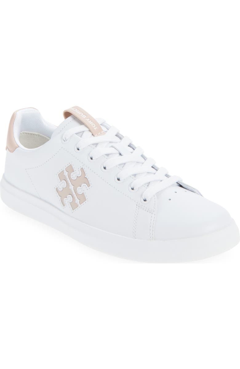 Tory Burch Double T Howell Court Sneaker, Main, color, Titanium White / Shell Pink