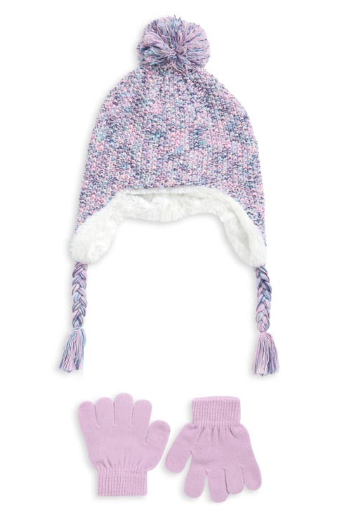 Space Dyed Earflap Hat & Gloves Set (Big Girls)