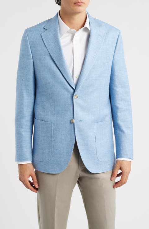 Hyperlight Soft Light Blue Mélange Silk & Linen Blend Sport Coat (Regular & Big)
