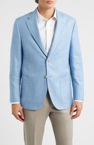 Peter Millar Hyperlight Soft Light Blue Mélange Silk & Linen Blend Sport Coat