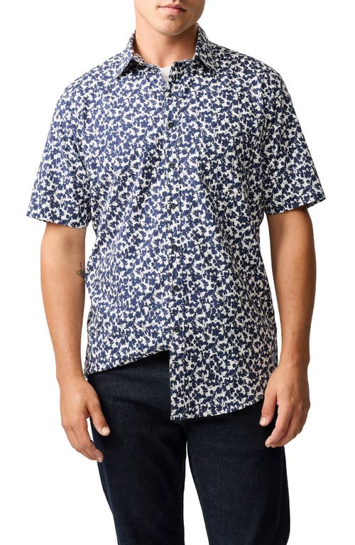 Rodd & Gunn Jameison Bay Floral Short Sleeve Cotton Button-up Shirt In Navy