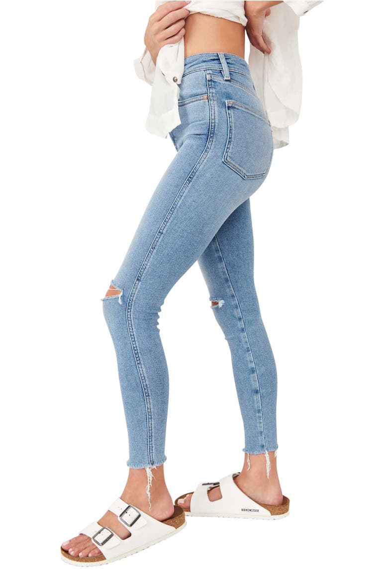 We the Free High Waist Raw Hem Ankle Denim Leggings, Alternate, color, SWEET BLUE