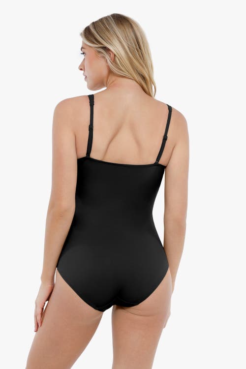 Popilush Shapewear Twist Front Ruched Sculpting Swimsuit In Classic Black