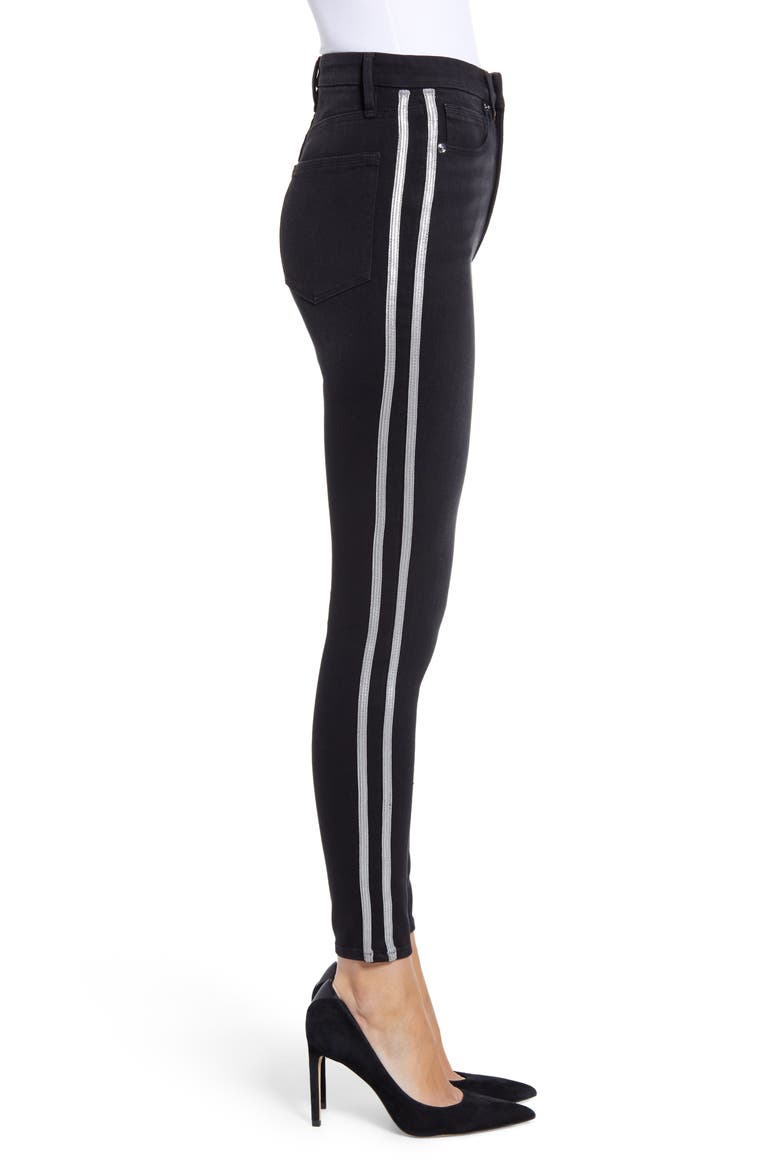 Good Legs Athletic Stripe High Waist Ankle Skinny Jeans, Alternate, color, BLACK064