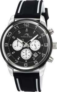 PORSAMO BLEU Men's Arthur Chronograph Silicone Strap Watch, 44mm