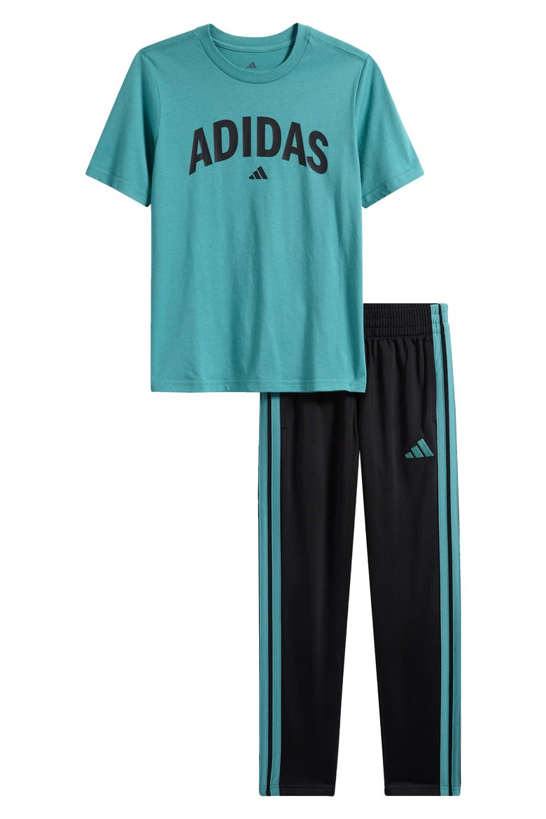 Kids' Cotton Jersey T-Shirt & Tricot Joggers Set, Main, color, POWDER TEAL