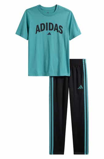 adidas Kids' Cotton Jersey T-Shirt & Tricot Joggers Set