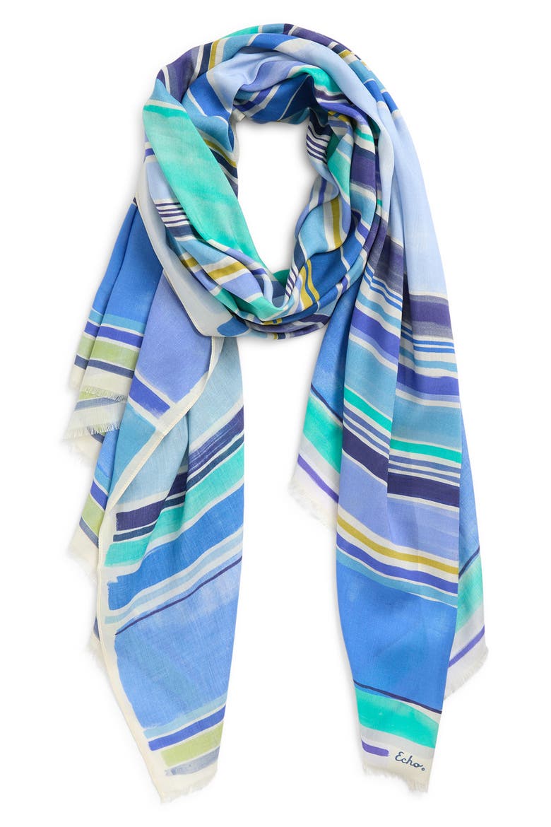 Painted Stripe Scarf, Main, color, CHAMBRAY