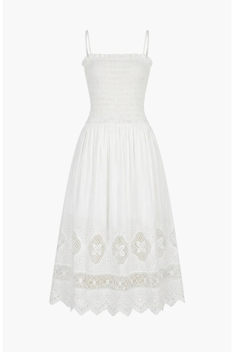 Smocked Bodice Maxi Dress, Alternate, color, White