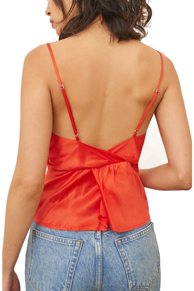 Stella Twist Back Silk Satin Tank, Alternate, color, HOT DAY