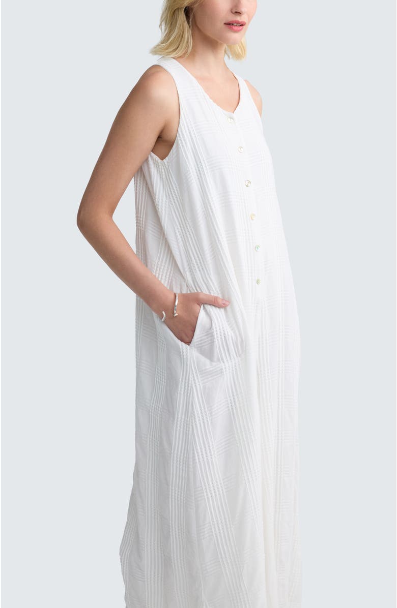LUUKAA Isola Check-embroidered Jumpsuit, Alternate, color, Ecru
