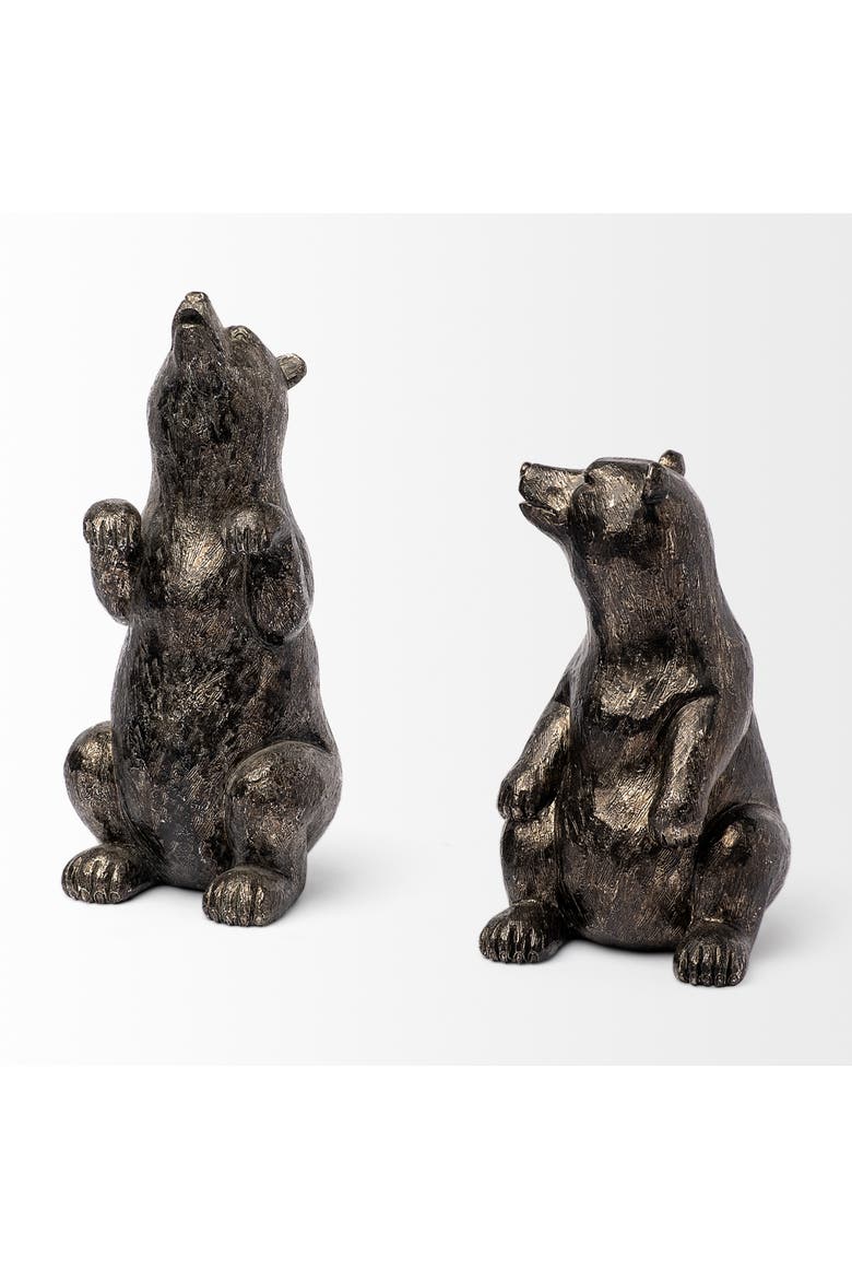 Sleuth (Set of 2) 9L x 8W Grizzly Bear Bookends, Alternate, color, Metallic Silver