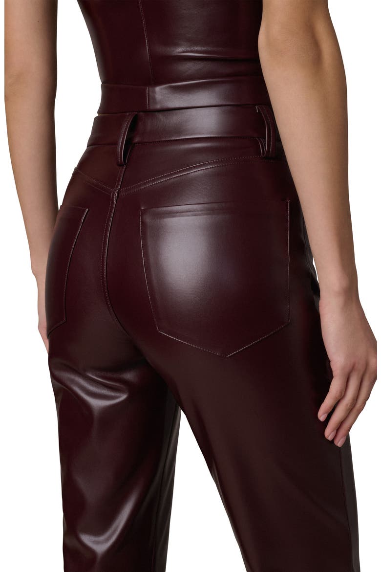 Lyra Slim Ankle Faux Leather Pants, Alternate, color, CABERNET