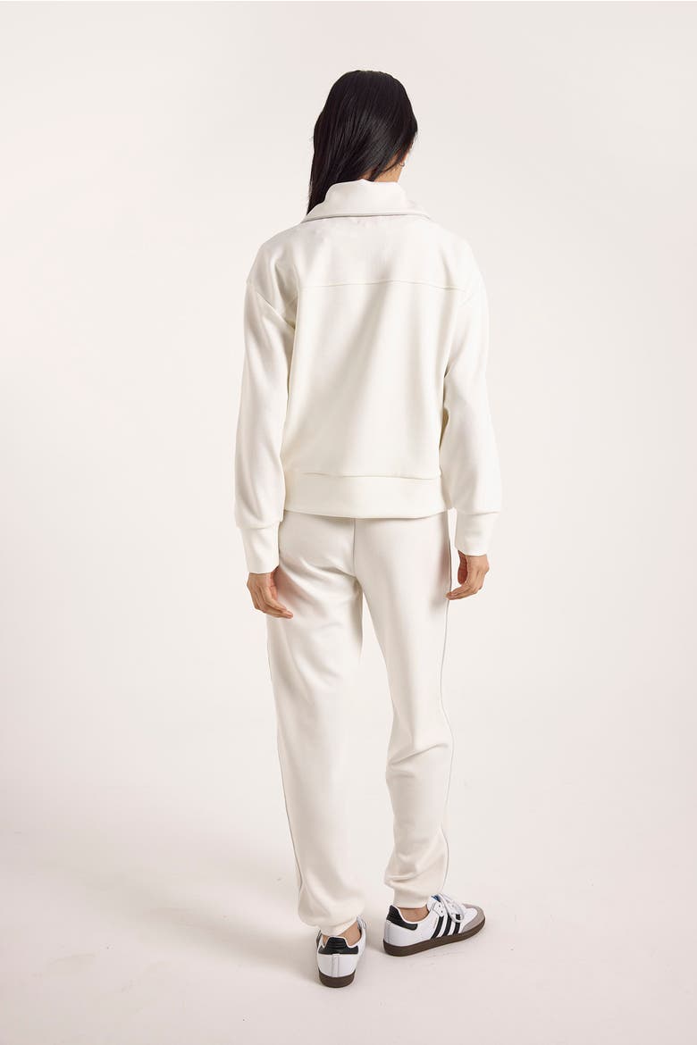 Piping Detail Jersey Half Zip Sweatshirt, Alternate, color, Ivory