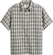 925 Originals Office Woven Check Short Sleeve Cotton Button-Up Shirt