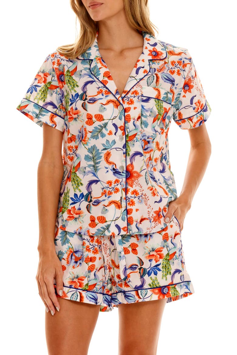 Nina Hamsa Blessing Short Cotton Pajamas, Main, color, BLUE