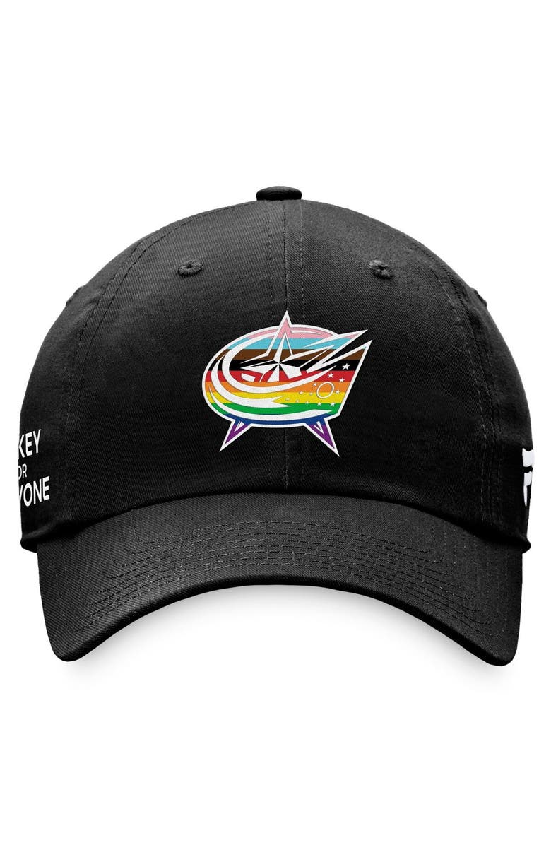 FANATICS Men's Fanatics Branded Black Columbus Blue Jackets Team Logo Pride Adjustable Hat, Alternate, color, Black