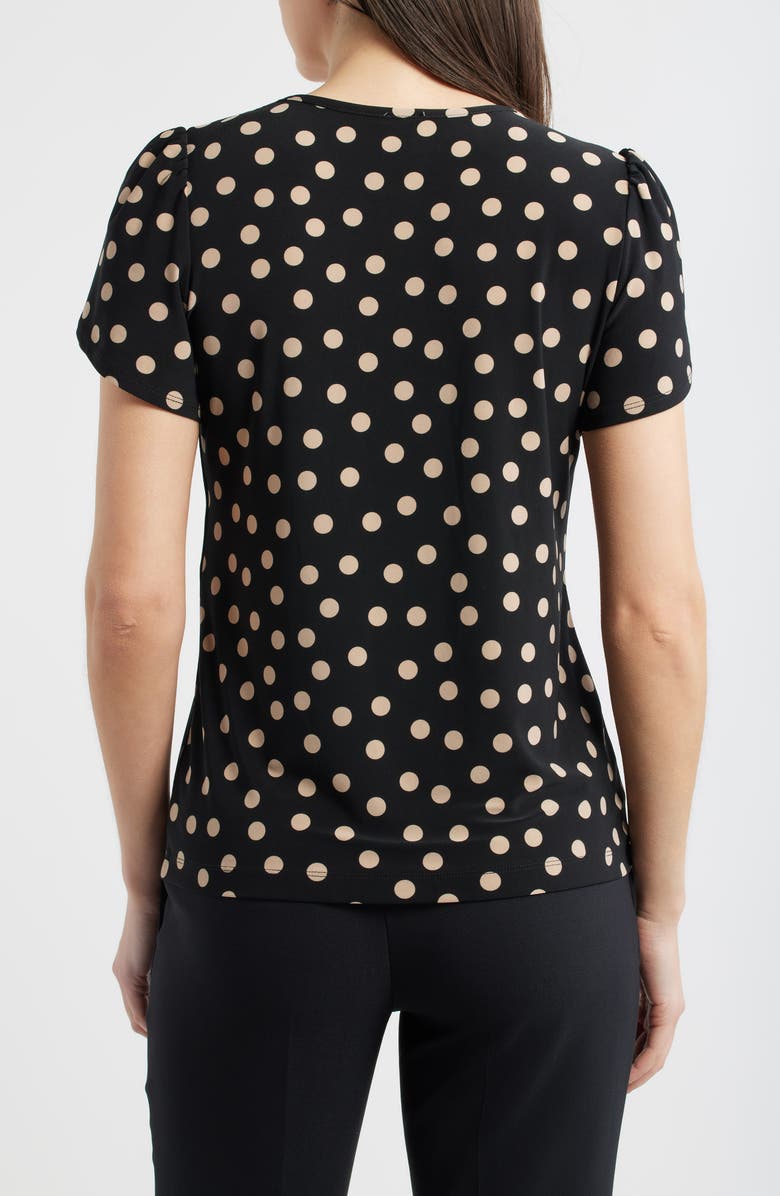 AK ANNE KLEIN Tulip Sleeve Top, Alternate, color, Anne Black/ Latte