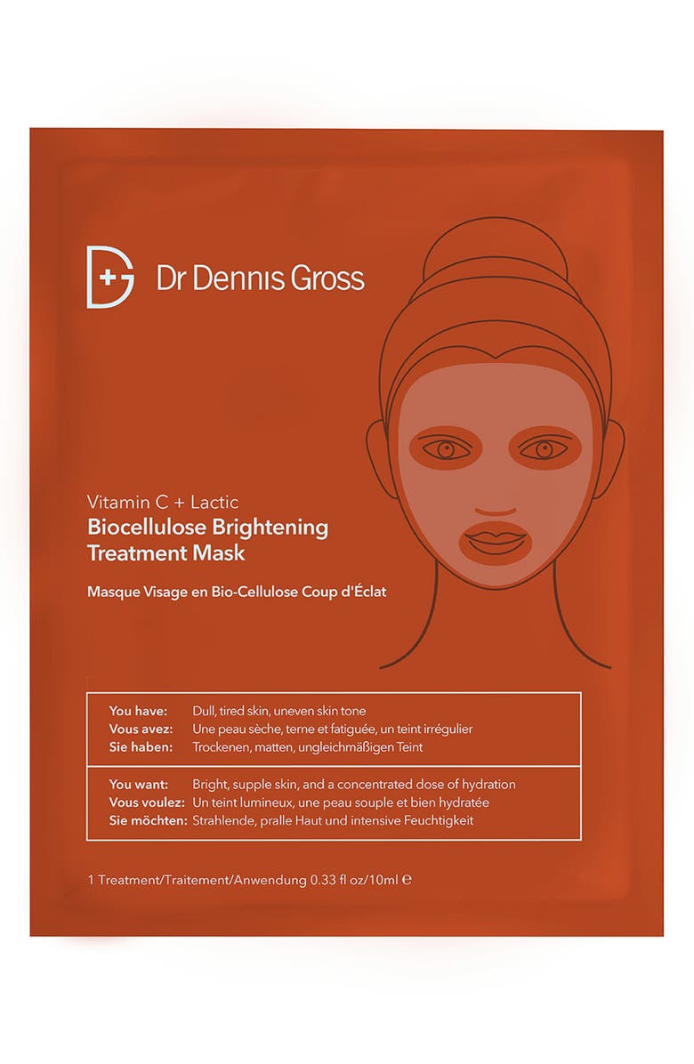 Dr. Dennis Gross Skincare Vitamin C Lactic Biocellulose Brightening Treatment Mask, Alternate, color,