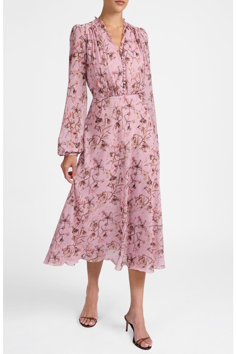 Amal Long Sleeve Midi Dress in Floral Georgette, Main, color, Sweet Pink