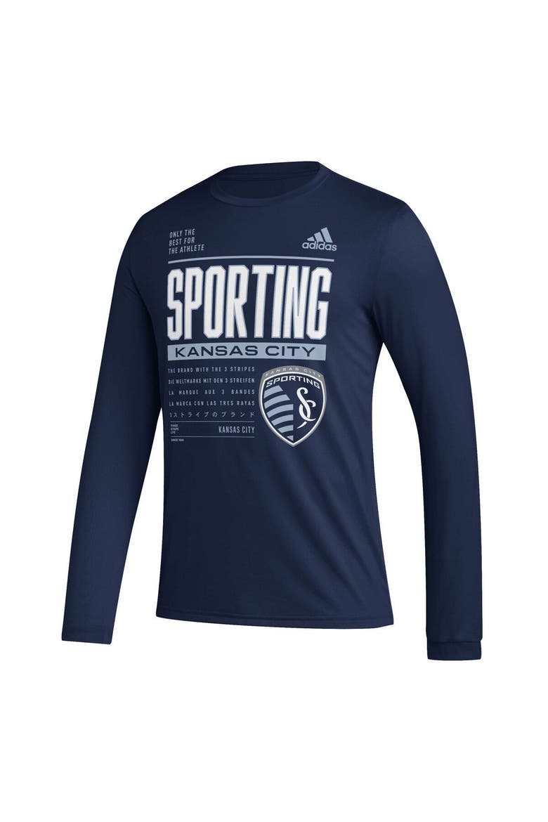 Men's adidas Navy Sporting Kansas City 2023 Club DNA Long Sleeve AEROREADY T-Shirt, Alternate, color, Navy