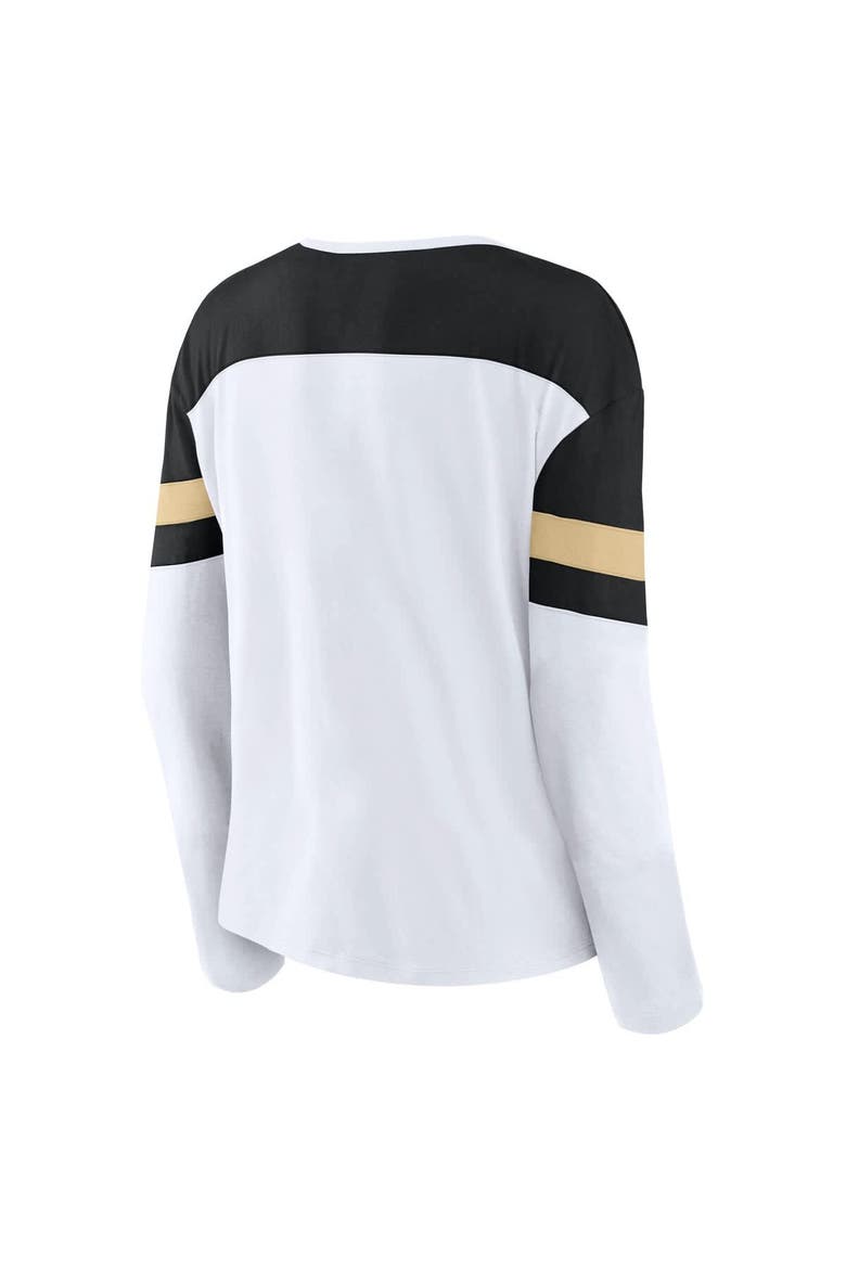 Women's Fanatics White/Black Vegas Golden Knights Frozen Long Sleeve Notch Neck T-Shirt, Alternate, color, White
