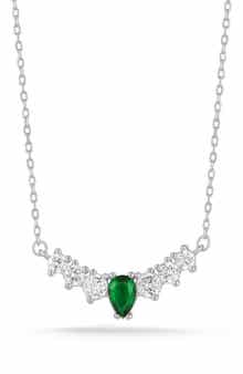 Cubic Zirconia Curved Bar Pendant Necklace
