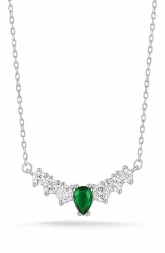 Cubic Zirconia Curved Bar Pendant Necklace