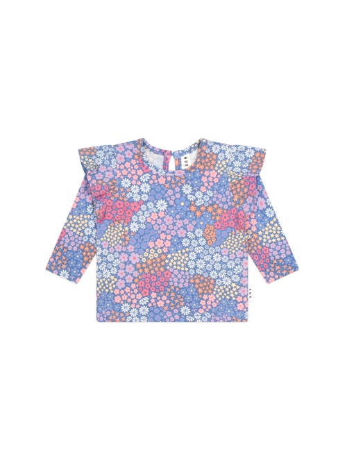 Huxbaby Kids' Floral Bloom Frill Top In Blue